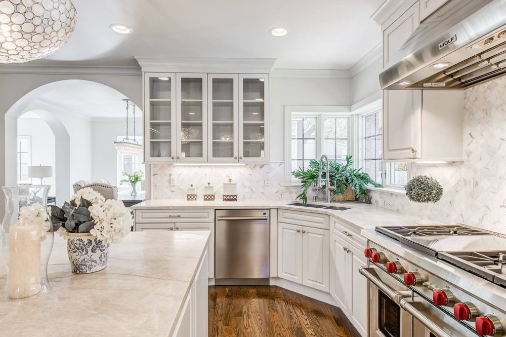 Examples of trending countertop colors and modern materials featured in current kitchen design trends, reflecting the signature elegance and functionality of Colorado styles.